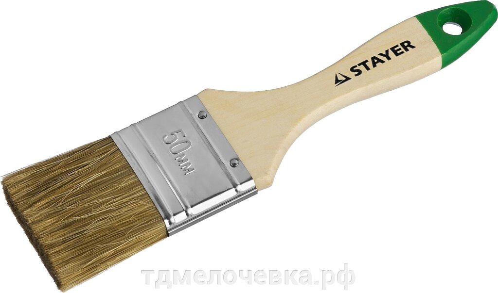 STAYER LASUR, 50 мм, 2″, смешанная щетина, деревянная ручка, для высокотекучих ЛКМ, плоская кисть (01031-50) от компании ТД МЕЛОЧевка (товары для дома от метизов до картриджей) - фото 1