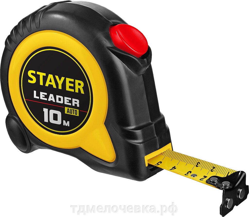 STAYER Leader, 10 м х 25 мм, рулетка с автостопом, Professional (3402-10-25) от компании ТД МЕЛОЧевка (товары для дома от метизов до картриджей) - фото 1