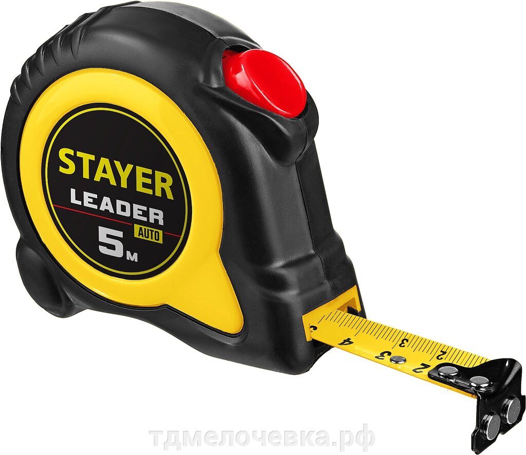 STAYER Leader, 5 м х 19 мм, рулетка с автостопом, Professional (3402-05-19) от компании ТД МЕЛОЧевка (товары для дома от метизов до картриджей) - фото 1