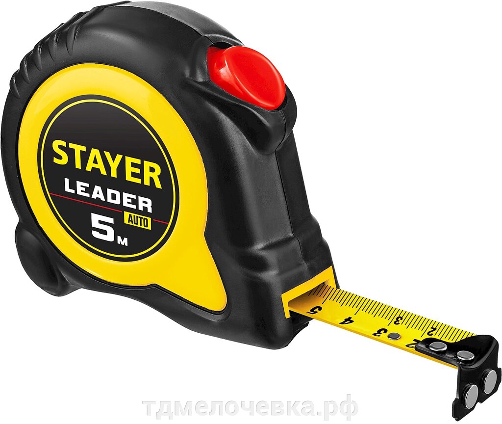 STAYER Leader, 5 м х 25 мм, рулетка с автостопом, Professional (3402-5) от компании ТД МЕЛОЧевка (товары для дома от метизов до картриджей) - фото 1