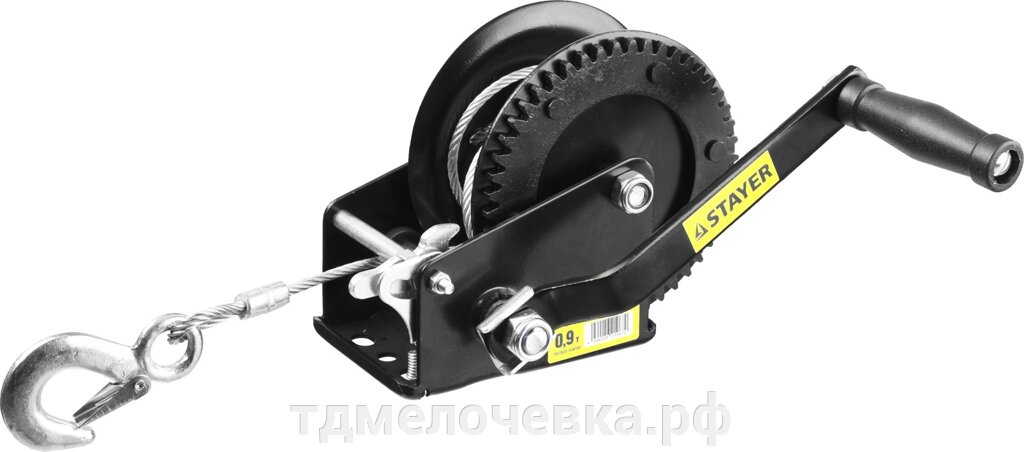 STAYER MAXPull, 0.9 т, 8 м, ручная барабанная тросовая лебедка (43112-0.9) от компании ТД МЕЛОЧевка (товары для дома от метизов до картриджей) - фото 1