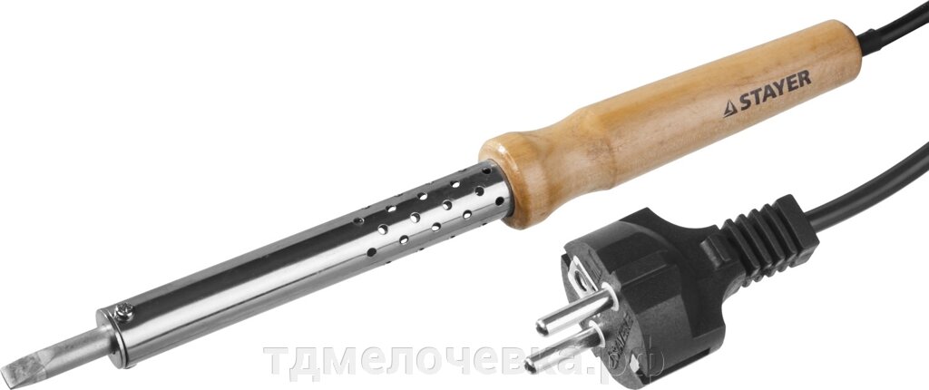 STAYER MAXTerm, 100 Вт, клин, электропаяльник с деревянной рукояткой (55310-100) от компании ТД МЕЛОЧевка (товары для дома от метизов до картриджей) - фото 1