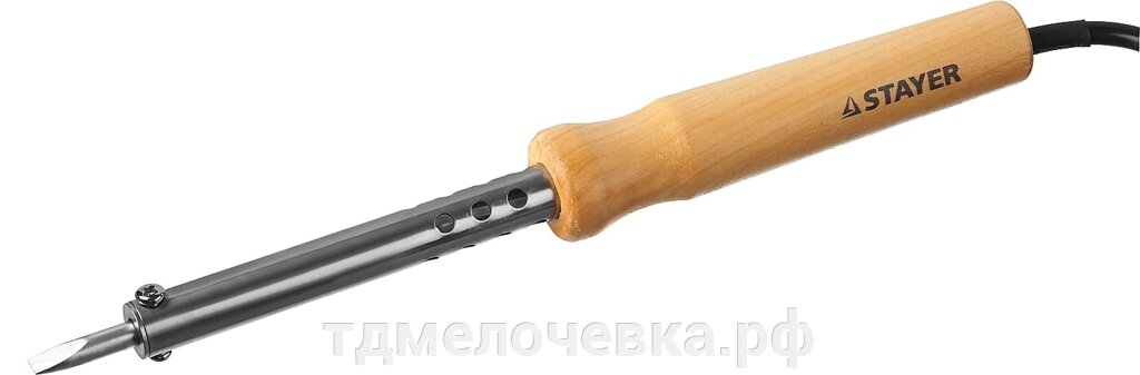 STAYER MAXTerm, 60 Вт, клин, электропаяльник с деревянной рукояткой (55310-60) от компании ТД МЕЛОЧевка (товары для дома от метизов до картриджей) - фото 1