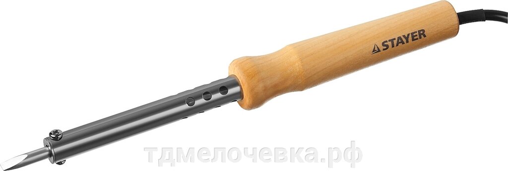 STAYER MAXTerm, 80 Вт, клин, электропаяльник с деревянной рукояткой (55310-80) от компании ТД МЕЛОЧевка (товары для дома от метизов до картриджей) - фото 1