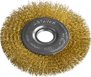 STAYER ″PROFESSIONAL″Щетка дисковая для УШМ, витая стальная латунированная проволока 0,3мм, 125ммх22мм