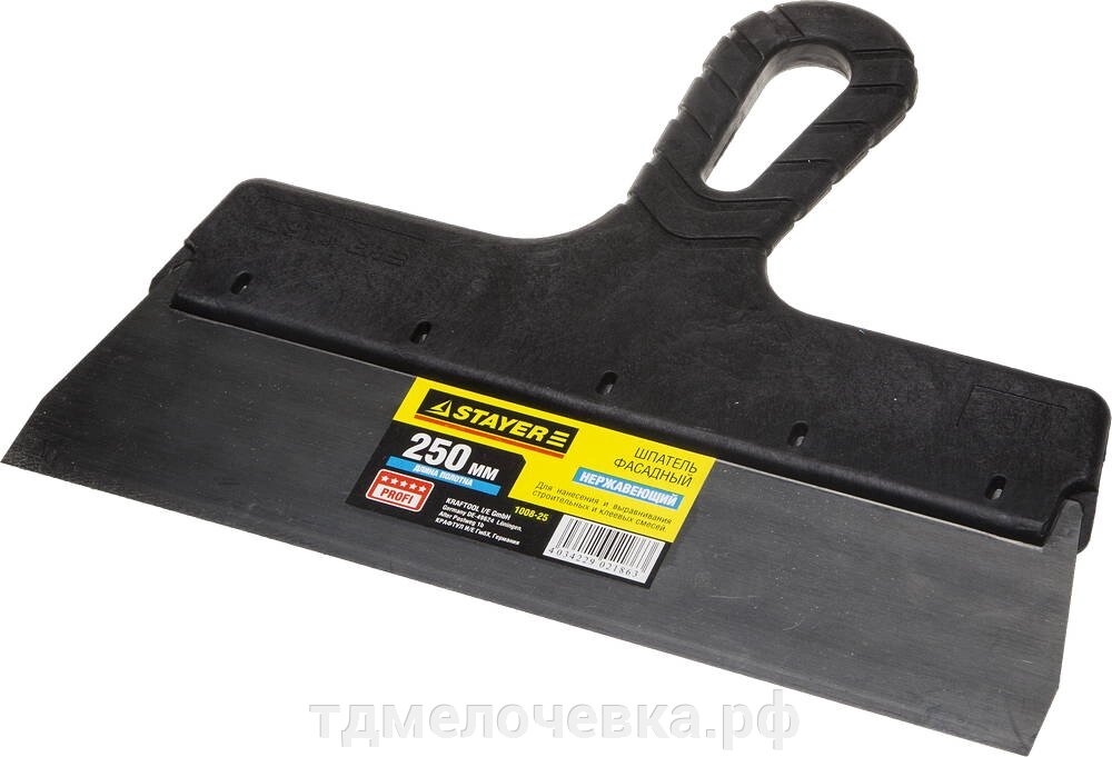 STAYER PROFlat, 250 мм, пластиковая ручка, нержавеющий, фасадный шпатель, Professional (1008-25) от компании ТД МЕЛОЧевка (товары для дома от метизов до картриджей) - фото 1