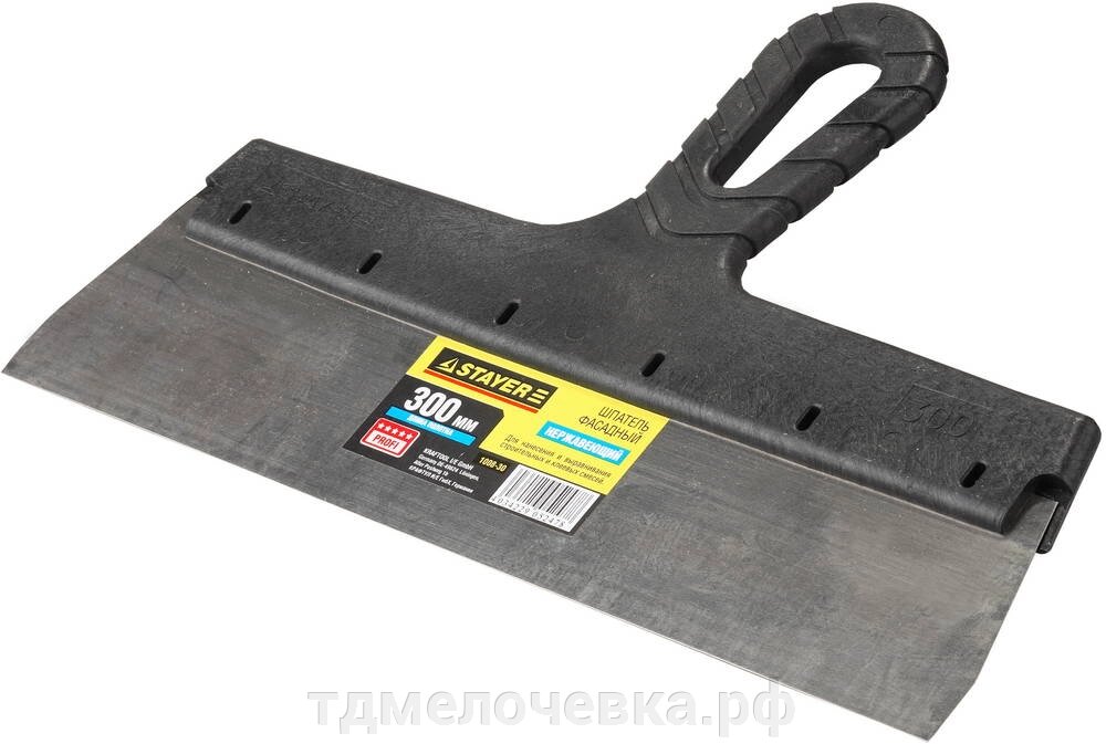 STAYER PROFlat, 300 мм, пластиковая ручка, нержавеющий, фасадный шпатель, Professional (1008-30) от компании ТД МЕЛОЧевка (товары для дома от метизов до картриджей) - фото 1