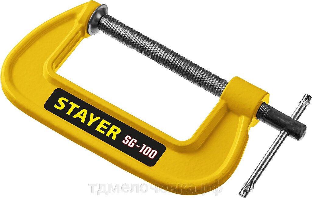 STAYER SG-100, 100 мм, чугунная струбцина G (3215-100) от компании ТД МЕЛОЧевка (товары для дома от метизов до картриджей) - фото 1