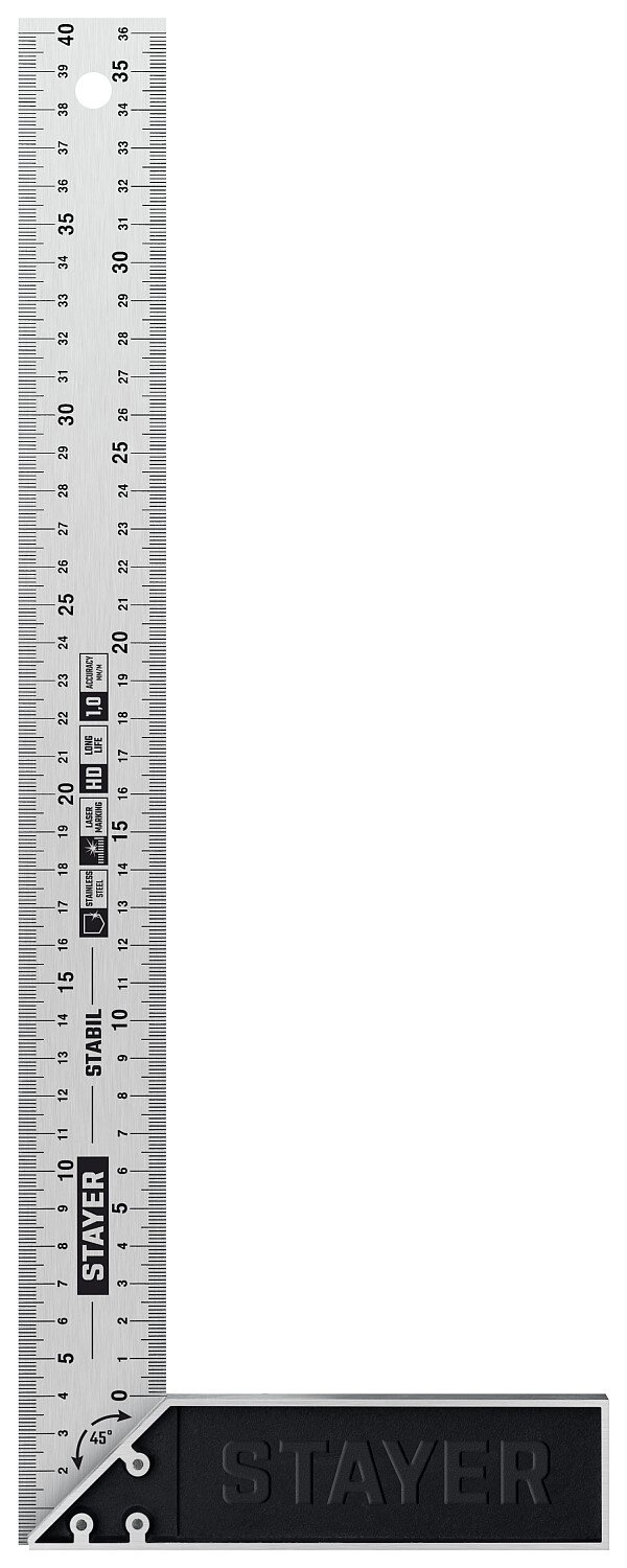 STAYER STABIL 400 мм столярный угольник с нержавеющим полотном от компании ТД МЕЛОЧевка (товары для дома от метизов до картриджей) - фото 1