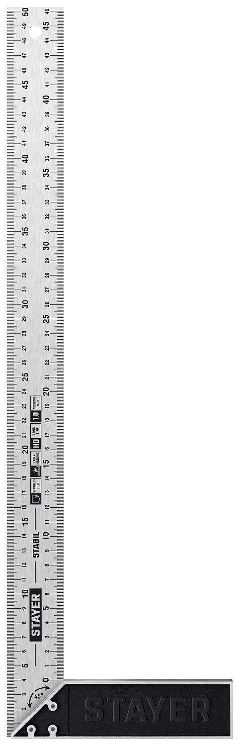 STAYER STABIL 500 мм столярный угольник с нержавеющим полотном от компании ТД МЕЛОЧевка (товары для дома от метизов до картриджей) - фото 1