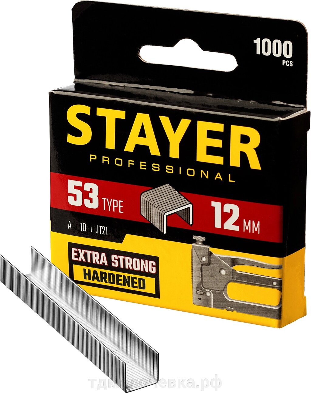 STAYER тип 53 (A/10/JT21), 12 мм, 1000 шт, калибр 23GA, скобы для степлера, Professional (3159-12) от компании ТД МЕЛОЧевка (товары для дома от метизов до картриджей) - фото 1