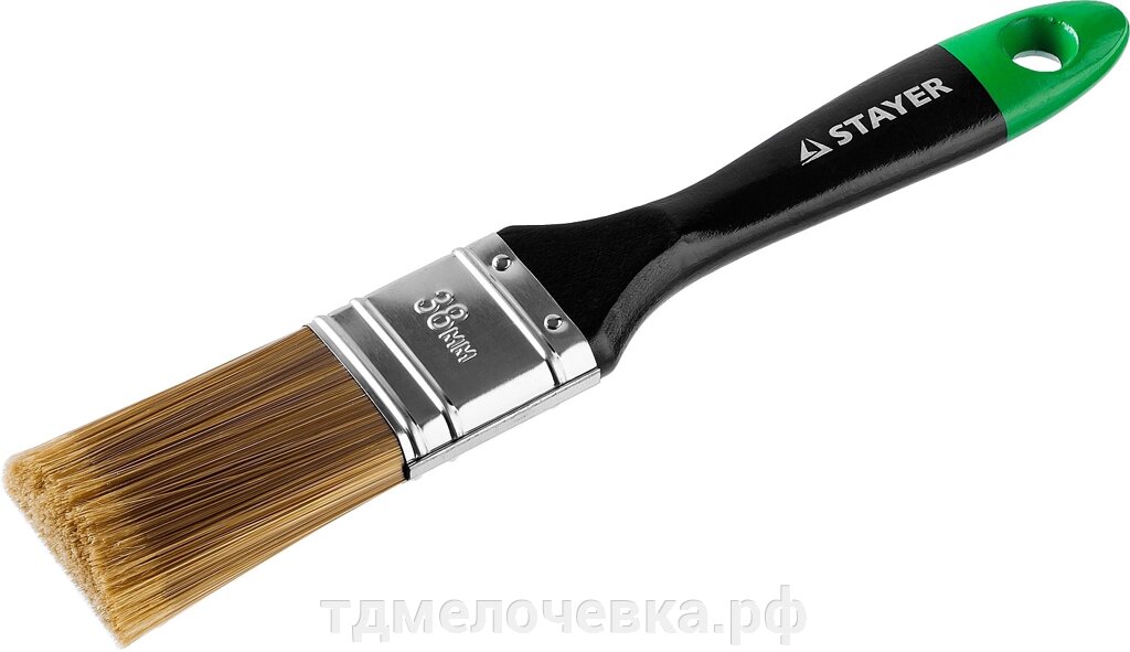 STAYER UNIVERSAL-ARTEX, 38 мм, 1.5″, искусственная щетина, деревянная ручка, для высокотекучих ЛКМ, плоская кисть от компании ТД МЕЛОЧевка (товары для дома от метизов до картриджей) - фото 1