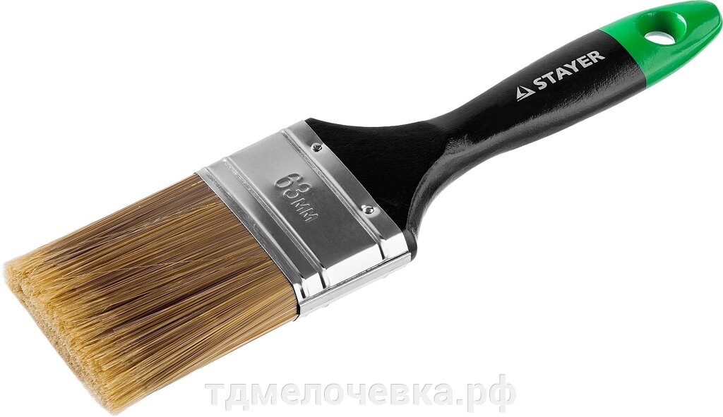 STAYER UNIVERSAL-ARTEX, 63 мм, 2.5″, искусственная щетина, деревянная ручка, для высокотекучих ЛКМ, плоская кисть от компании ТД МЕЛОЧевка (товары для дома от метизов до картриджей) - фото 1