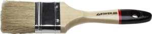 STAYER UNIVERSAL - EURO, 63 мм, 2.5″светлая натуральная щетина, деревянная ручка, все виды ЛКМ, плоская кисть