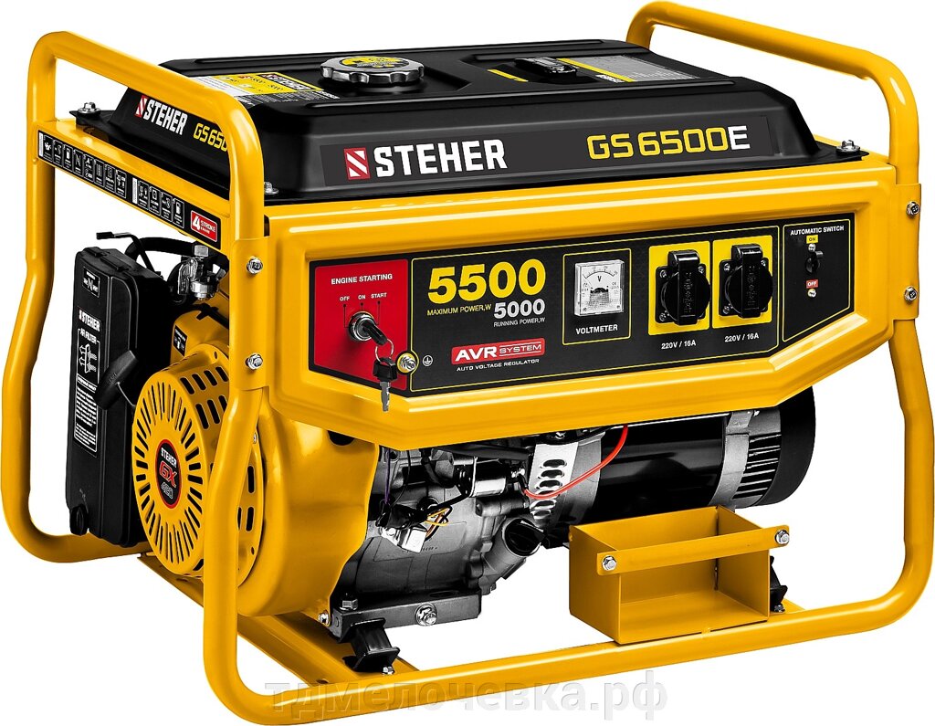 STEHER 5500 Вт, бензиновый генератор с электростартером (GS-6500E) от компании ТД МЕЛОЧевка (товары для дома от метизов до картриджей) - фото 1