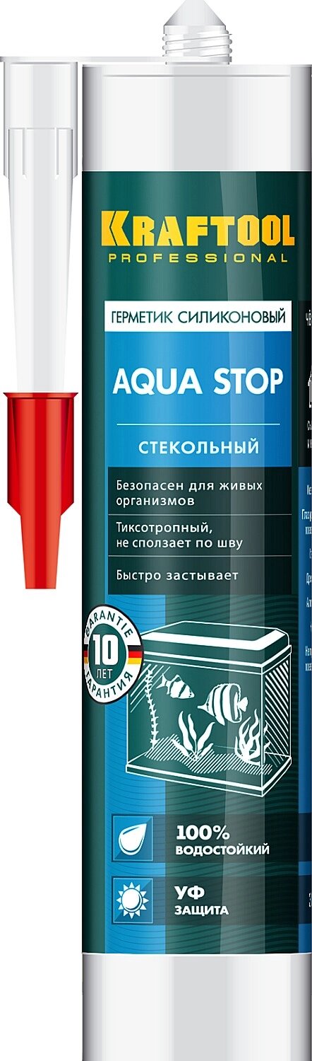 Стекольный силиконовый герметик KRAFTOOL Aqua Stop 300 мл черный от компании ТД МЕЛОЧевка (товары для дома от метизов до картриджей) - фото 1