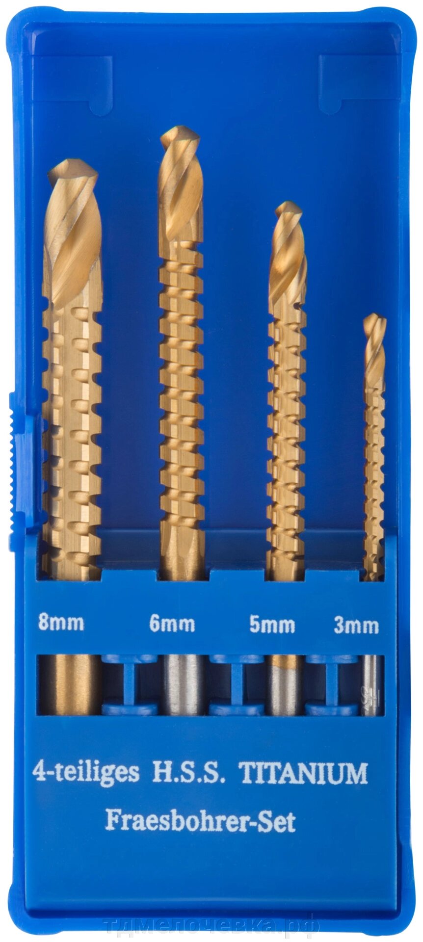 Сверло-фреза универсальное титановое покрытие, набор 4 шт. (3; 5; 6; 8 мм) от компании ТД МЕЛОЧевка (товары для дома от метизов до картриджей) - фото 1