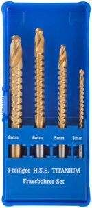 Сверло-фреза универсальное титановое покрытие, набор 4 шт. (3; 5; 6; 8 мм)
