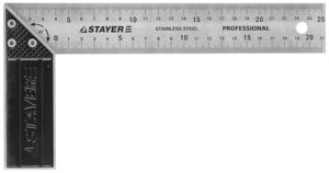 Угольник STAYER ″PROFI″ столярный, гравированная шкала, нержавеющее полотно 37мм, 250мм