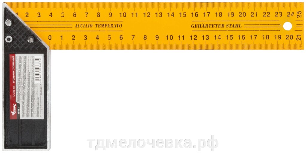 Угольник столярный желтый 250 мм от компании ТД МЕЛОЧевка (товары для дома от метизов до картриджей) - фото 1