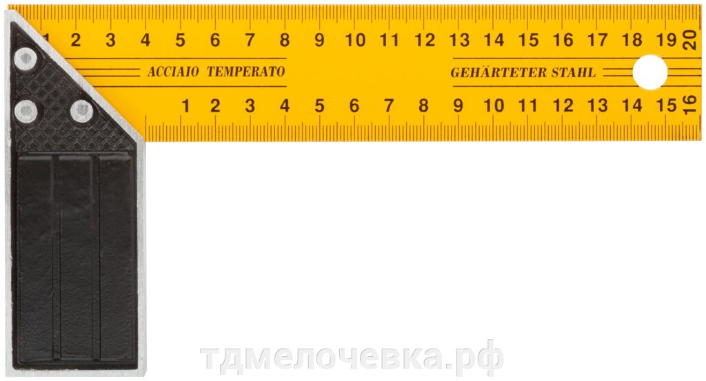 Угольник столярный желтый усиленный 200 мм от компании ТД МЕЛОЧевка (товары для дома от метизов до картриджей) - фото 1