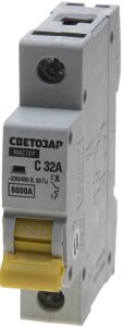 Выключатель автоматический СВЕТОЗАР 1-полюсный, 32 A,C″откл. сп. 6 кА, 230 / 400 В
