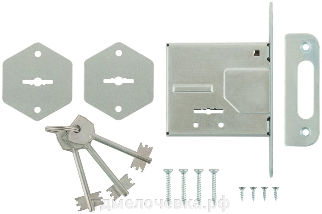 Замок врезной ЗВ8-4С, три круглых ригеля от компании ТД МЕЛОЧевка (товары для дома от метизов до картриджей) - фото 1