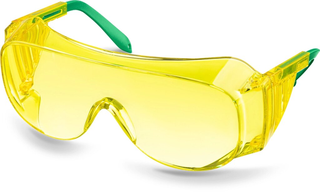 Защитные жёлтые очки KRAFTOOL ULTRA линза увеличенного размера устойчивая к царапинам и запотеванию, открытого типа от компании ТД МЕЛОЧевка (товары для дома от метизов до картриджей) - фото 1