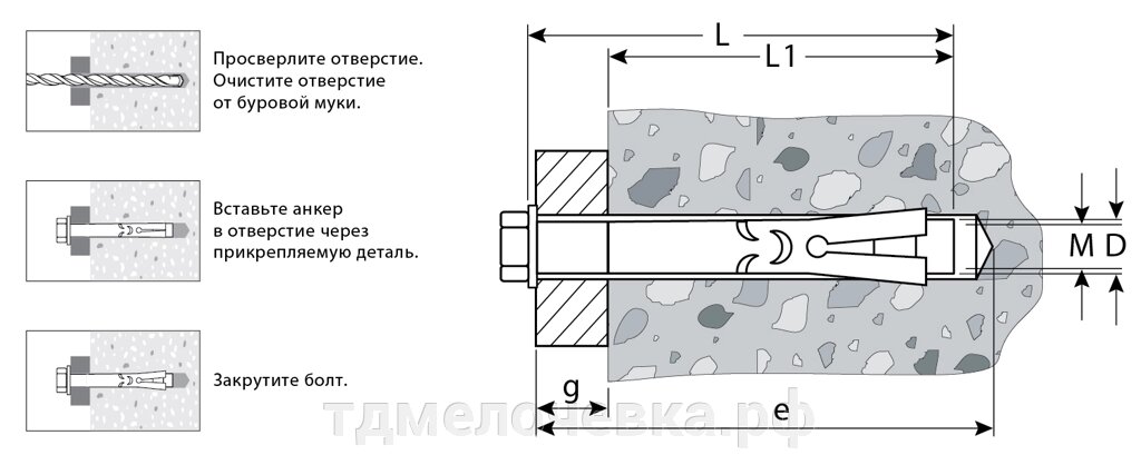 ЗУБР 10 х 100 мм, 40 шт, анкерный болт, Профессионал (302312-10-100) от компании ТД МЕЛОЧевка (товары для дома от метизов до картриджей) - фото 1