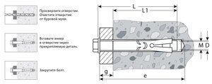 ЗУБР 10 х 100 мм, 40 шт, анкерный болт, Профессионал (302312-10-100)