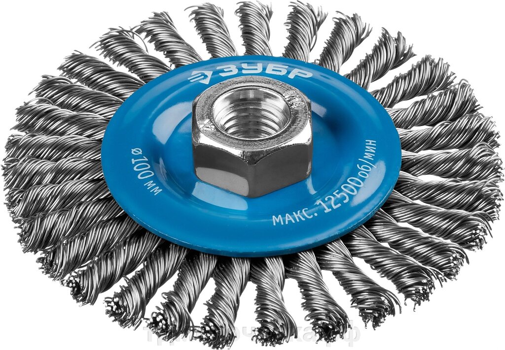 ЗУБР 100 мм, жгутированная стальная проволока 0.5 мм, щетка дисковая для УШМ, Профессионал (35192-100) от компании ТД МЕЛОЧевка (товары для дома от метизов до картриджей) - фото 1