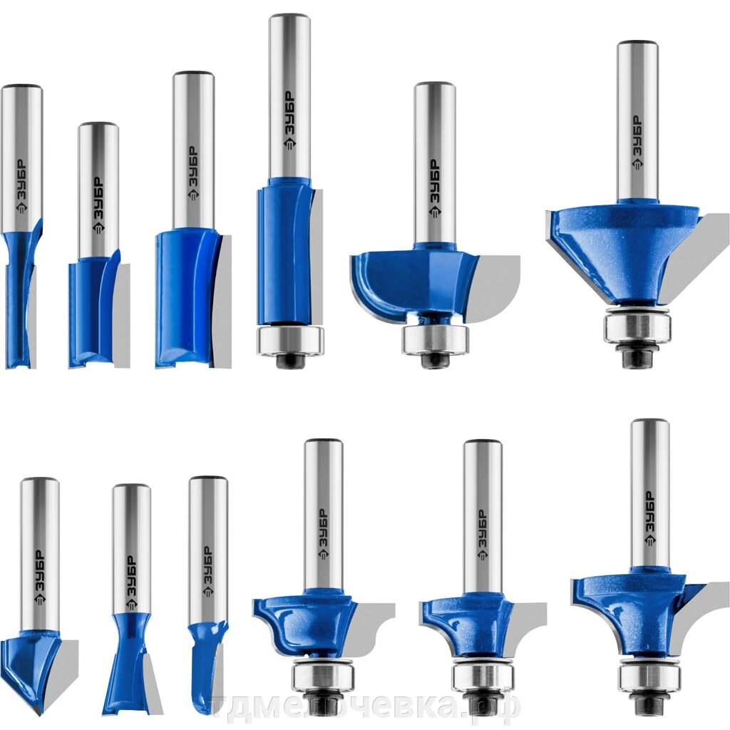 ЗУБР 12 шт, набор профильных фрез по дереву, Профессионал (28796-H12) от компании ТД МЕЛОЧевка (товары для дома от метизов до картриджей) - фото 1