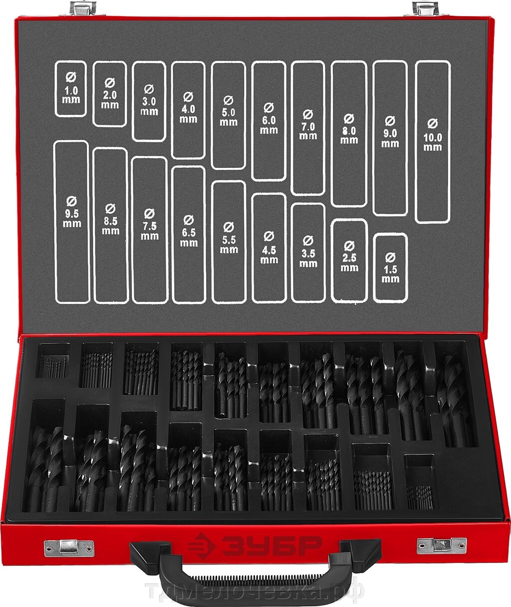 ЗУБР 170 шт, (1-10 мм), сталь Р4М2, класс В, мет. бокс, по металлу (29605-H170) от компании ТД МЕЛОЧевка (товары для дома от метизов до картриджей) - фото 1