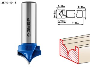 ЗУБР 19x13мм, радиус 10мм, фреза пазовая фасонная №4