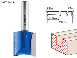 ЗУБР 24x25мм, хвостовик 8мм, фреза пазовая прямая