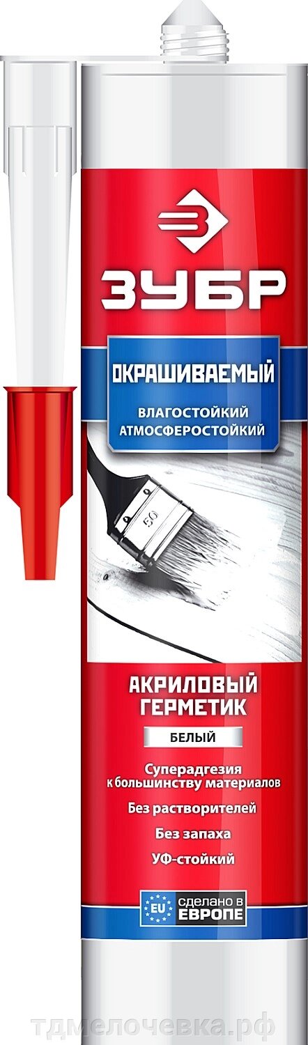 ЗУБР 280 мл, белый, акриловый герметик (41231-0) от компании ТД МЕЛОЧевка (товары для дома от метизов до картриджей) - фото 1