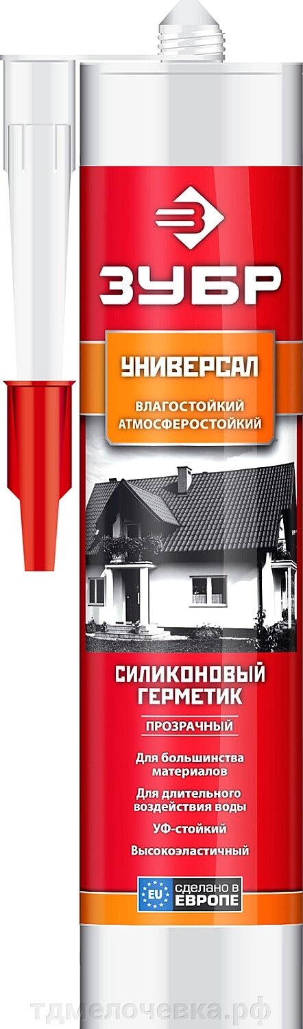 ЗУБР 280 мл, прозрачный, универсальный силиконовый герметик (41233-2) от компании ТД МЕЛОЧевка (товары для дома от метизов до картриджей) - фото 1