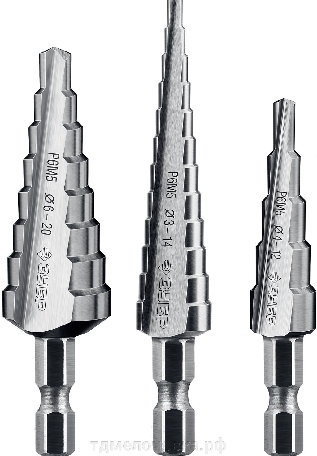 ЗУБР 3-20 мм, 3 шт, сталь Р6М5, набор ступенчатых сверл, Профессионал (29670-3-20-H3) от компании ТД МЕЛОЧевка (товары для дома от метизов до картриджей) - фото 1