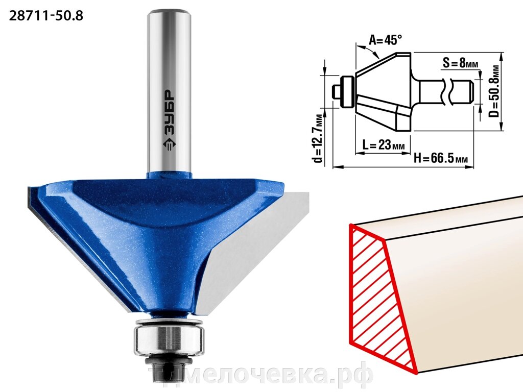 ЗУБР 50.8 x 27 мм, фреза кромочная калевочная (фасочная) №9, Профессионал (28711-50.8) от компании ТД МЕЛОЧевка (товары для дома от метизов до картриджей) - фото 1