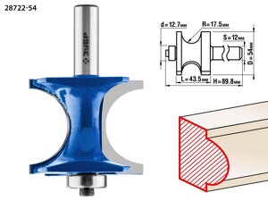 ЗУБР 54x51мм, радиус 12.7мм, фреза полустержневая с подшипником