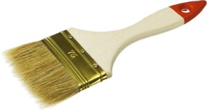ЗУБР 75 мм, 3″светлая натуральная щетина, деревянная ручка, плоская кисть (01099-075)