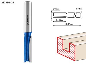 ЗУБР 8 x 25 мм, хвостовик 8 мм, фреза пазовая прямая, Профессионал (28753-8-25)