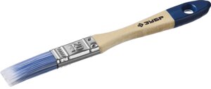 ЗУБР АКВА, 20 мм, 3/4″светлая искусственная щетина, деревянная ручка, для воднодисперсионных и акриловых ЛКМ, плоская