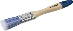 ЗУБР АКВА, 25 мм, 1″светлая искусственная щетина, деревянная ручка, для воднодисперсионных и акриловых ЛКМ, плоская
