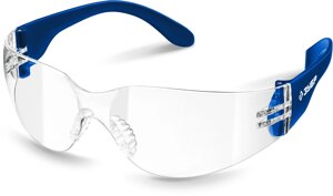 ЗУБР БАРЬЕР, открытого типа, прозрачные, облегчённые, линза устойчивая к царапинам и запотеванию, защитные очки,