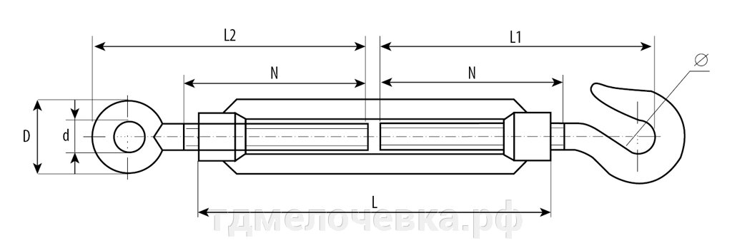 ЗУБР DIN 1480, М5, кованая натяжная муфта, 20 шт, талреп крюк-кольцо, Профессионал (4-304355-05) от компании ТД МЕЛОЧевка (товары для дома от метизов до картриджей) - фото 1