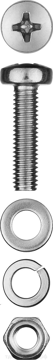 ЗУБР DIN 7985, M5 х 20 мм, цинк, 16 шт, винт с гайкой и шайбами (303476-05-020) от компании ТД МЕЛОЧевка (товары для дома от метизов до картриджей) - фото 1
