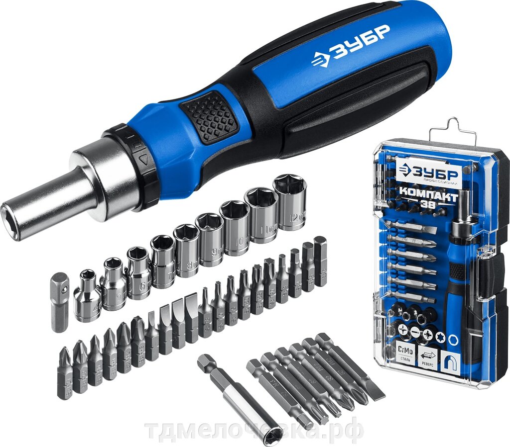 ЗУБР Компакт-38, 38 предм., рреверсивная отвертка с насадками, Профессионал (25165-H38) от компании ТД МЕЛОЧевка (товары для дома от метизов до картриджей) - фото 1