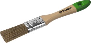 ЗУБР ЛАЗУРЬ, 25 мм, 1″светлая смешанная щетина, деревянная ручка, для высокотекучих ЛКМ, плоская кисть (4-01009-025)