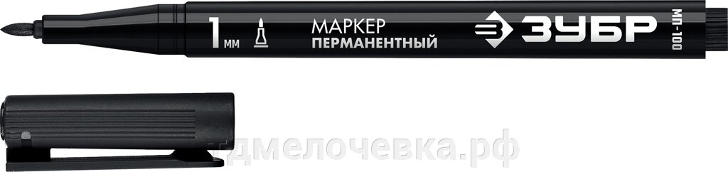 ЗУБР МП-100, 1 мм, заостренный, черный, перманентный маркер, Профессионал (06320-2) от компании ТД МЕЛОЧевка (товары для дома от метизов до картриджей) - фото 1